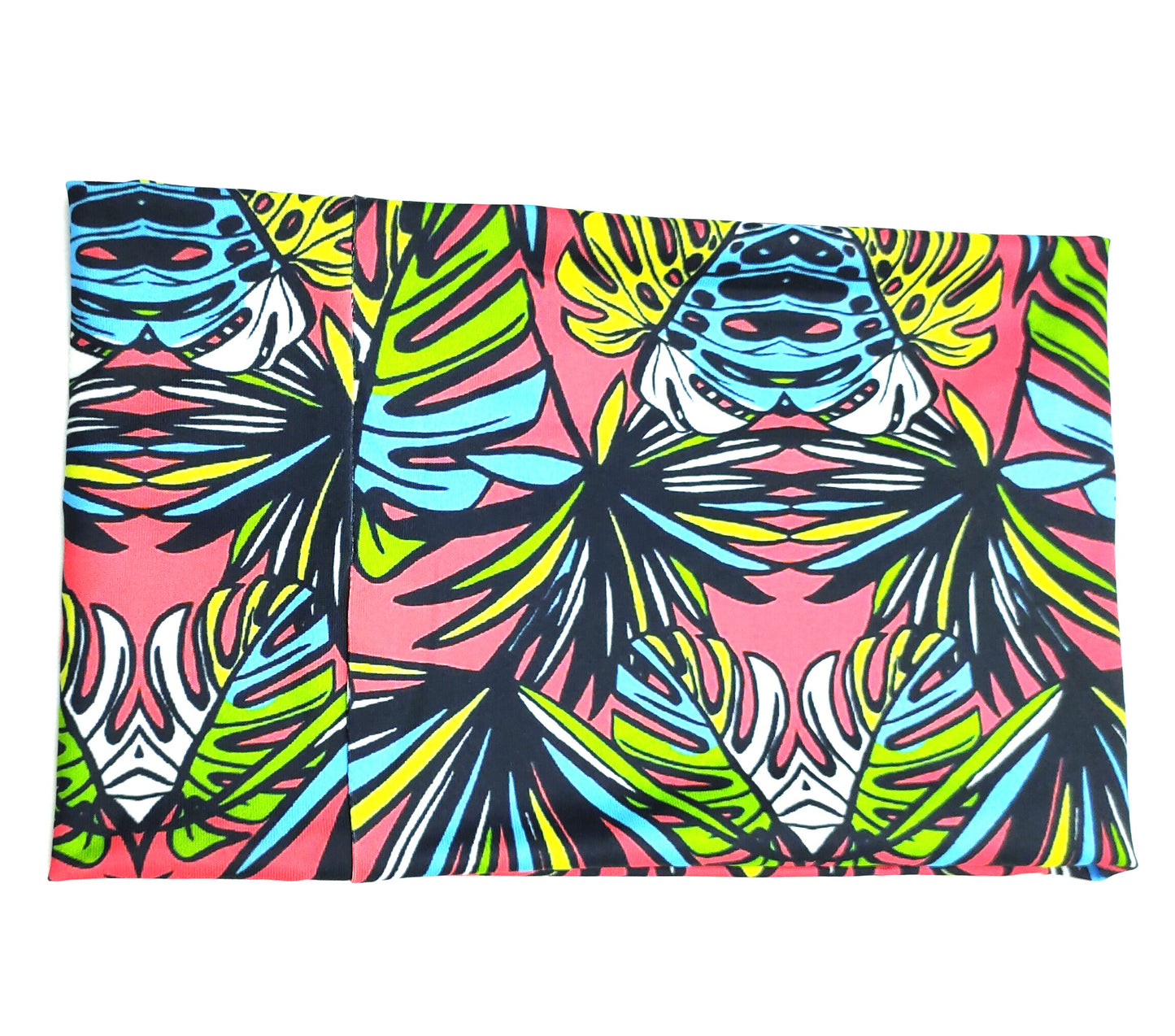 Multicoloured tropical leaves print wide loop hair band