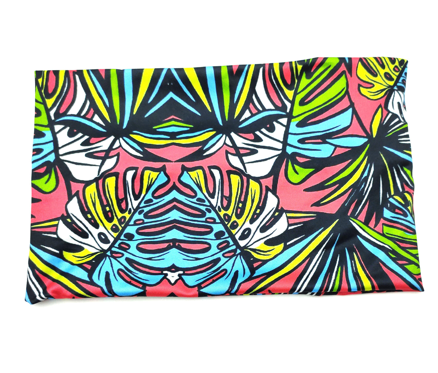 Multicoloured tropical leaves print wide loop hair band