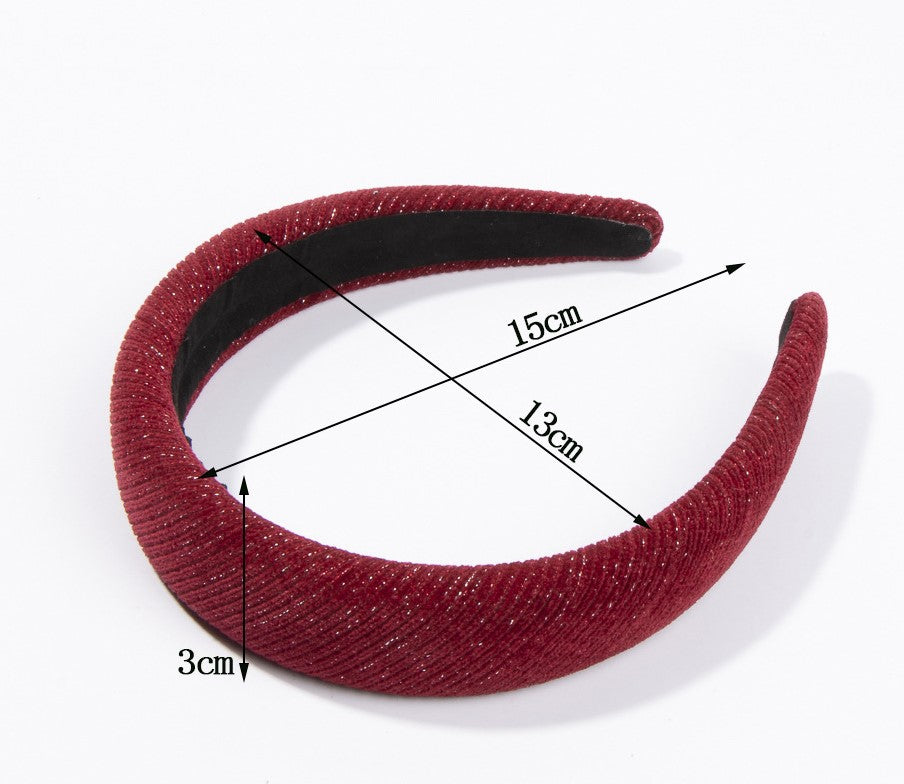 Glitter tinsel mixed corduroy thinly padded headband