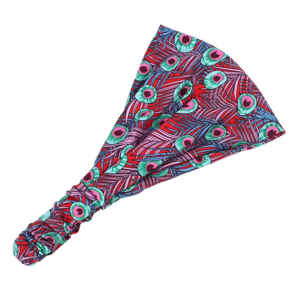 Multi-coloured peacock bandanna headband