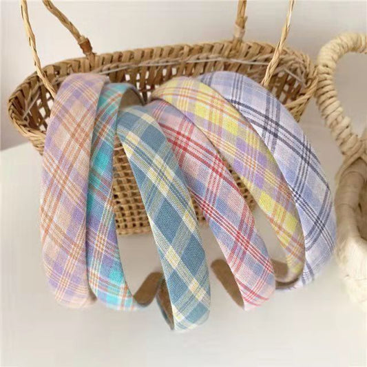 Cotton headband in multi-coloured plaids