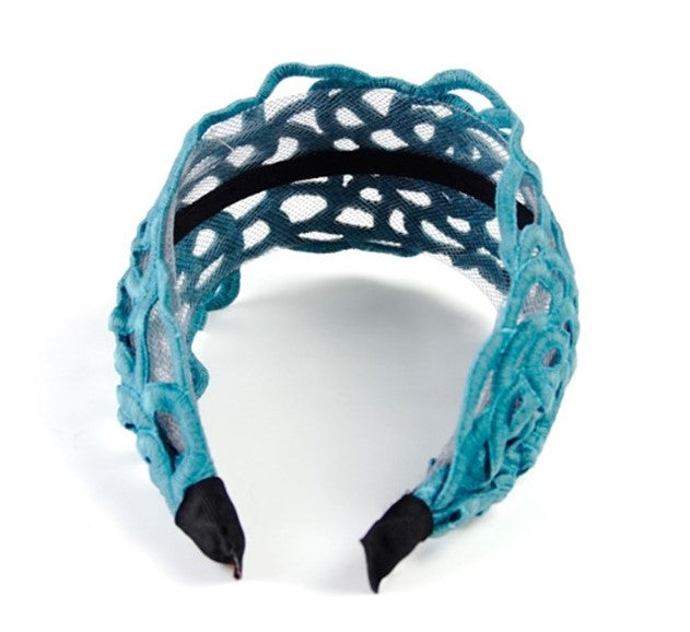 Large black floral lace headband
