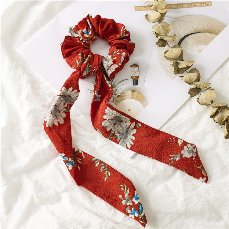 Floral chiffon scrunchies with scarf
