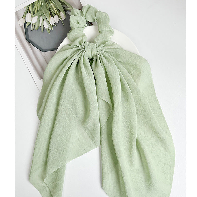 Chiffon plain scrunchies with long tail