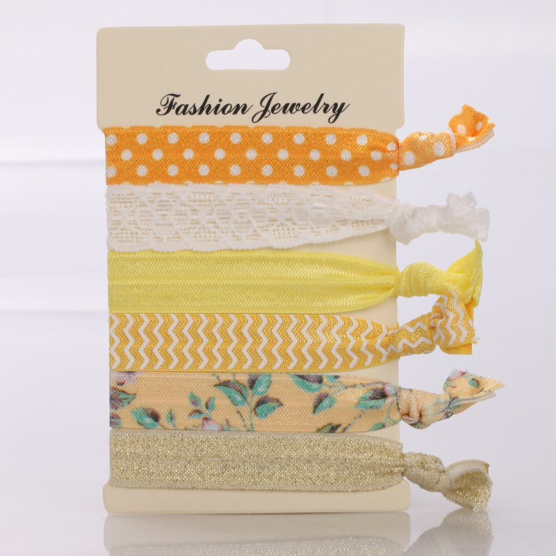Printed elastic hair tie pack