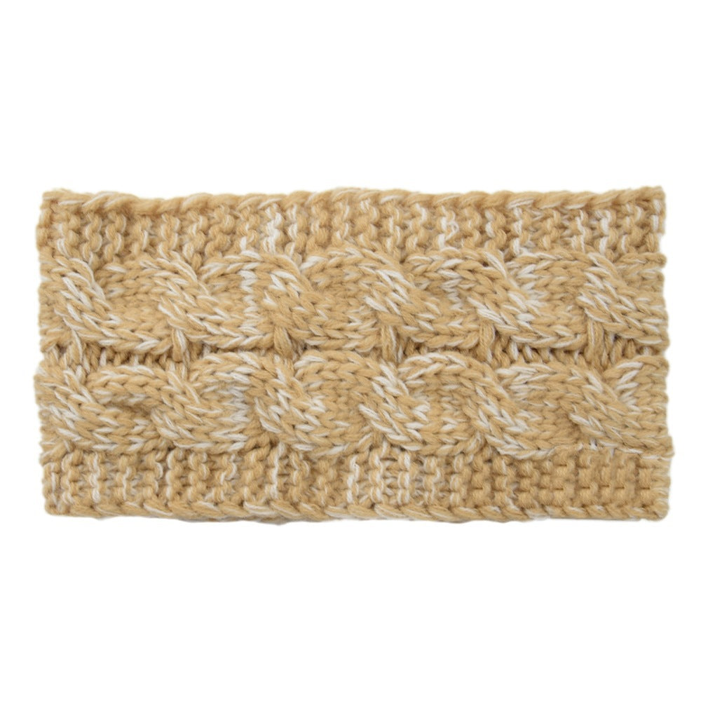 Multicoloured double braids patterned knitted loop headband