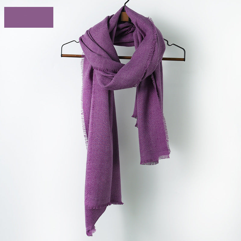 Fringe edged corrugated thick long scarf