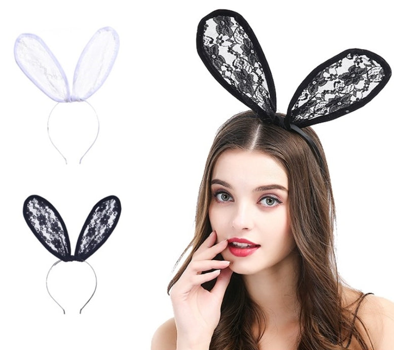 Lace bunny-ear headband