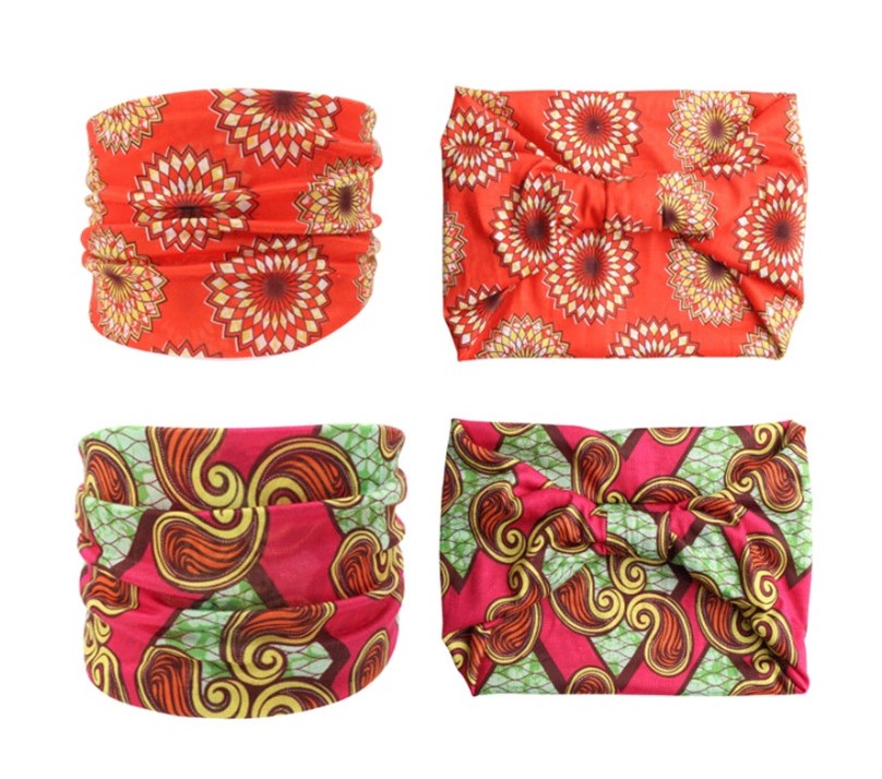 Print knotted bandanna headband in bright colours