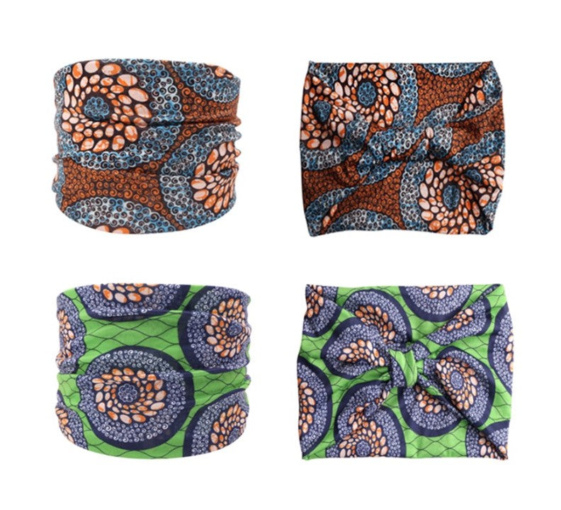 Print knotted bandanna headband in bright colours