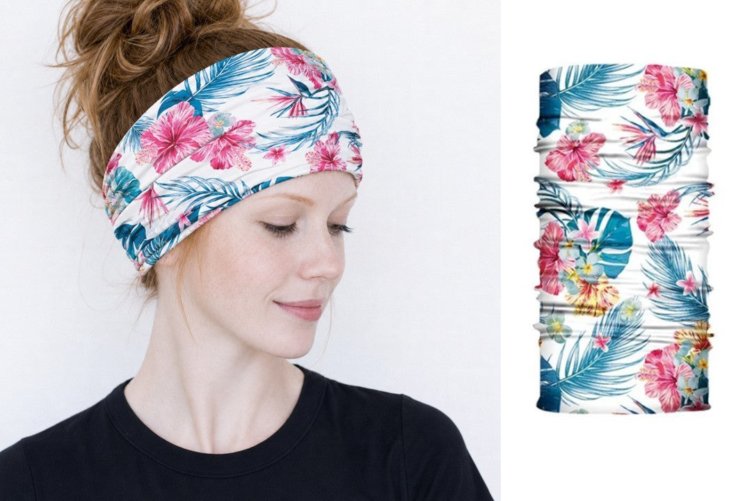 Multi-purpose seamless head wrap in floral print
