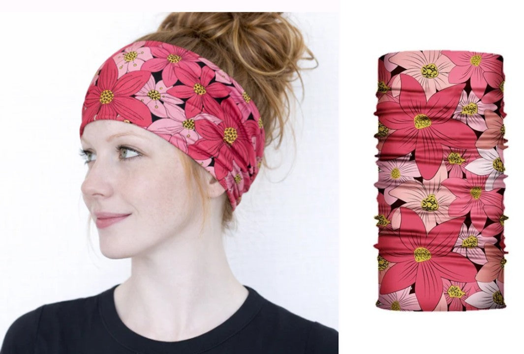 Multi-purpose seamless head wrap in floral print