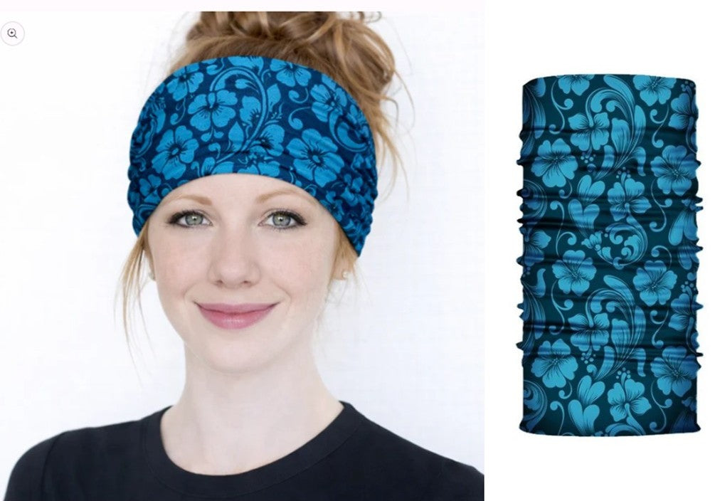 Multi-purpose seamless head wrap in floral print