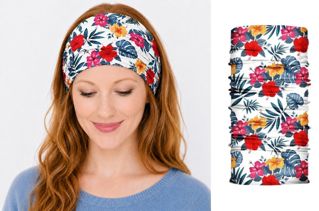 Multi-purpose seamless head wrap in floral print