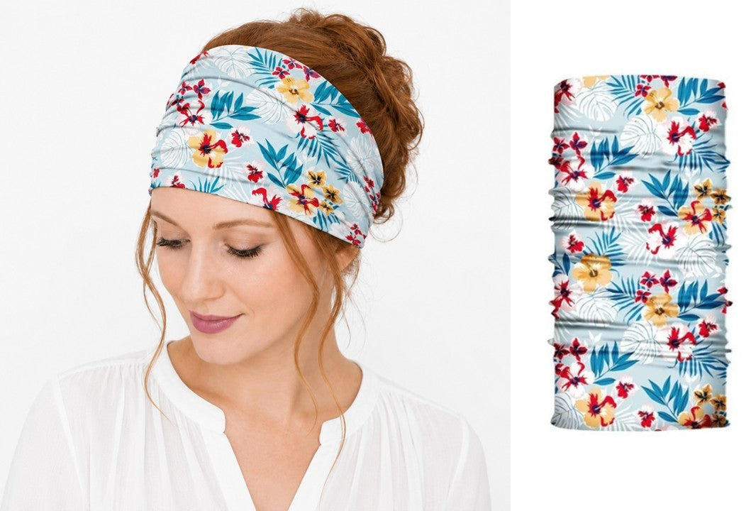 Multi-purpose seamless head wrap in floral print