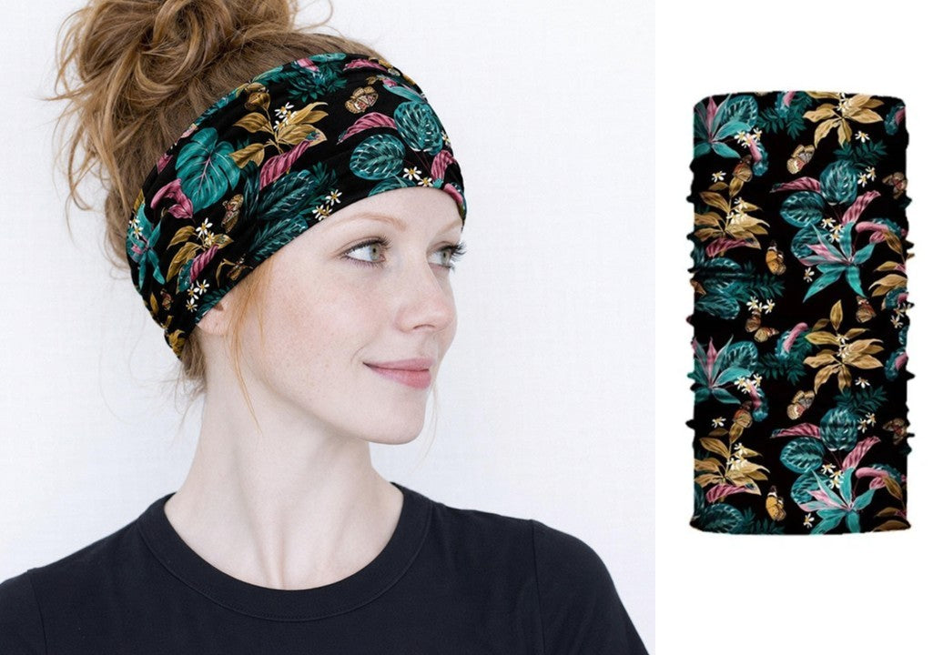 Multi-purpose seamless head wrap in floral print