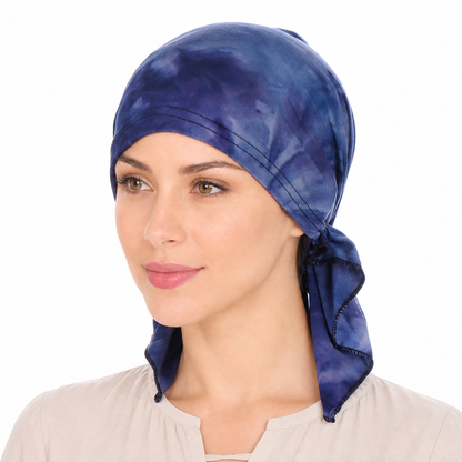 Tie-dye hair cap with tail