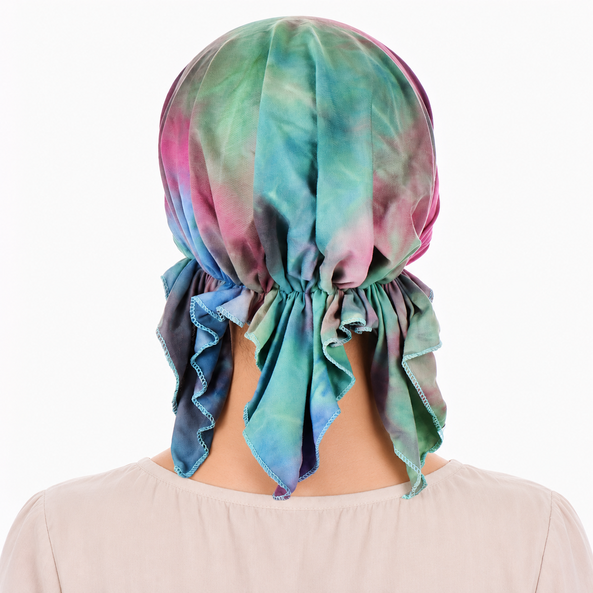 Tie-dye hair cap with tail