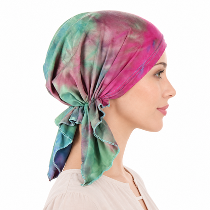 Tie-dye hair cap with tail
