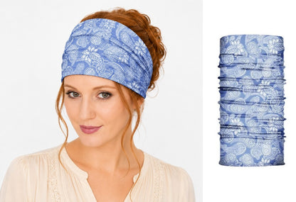 Multi-purpose seamless head wrap in paisley print