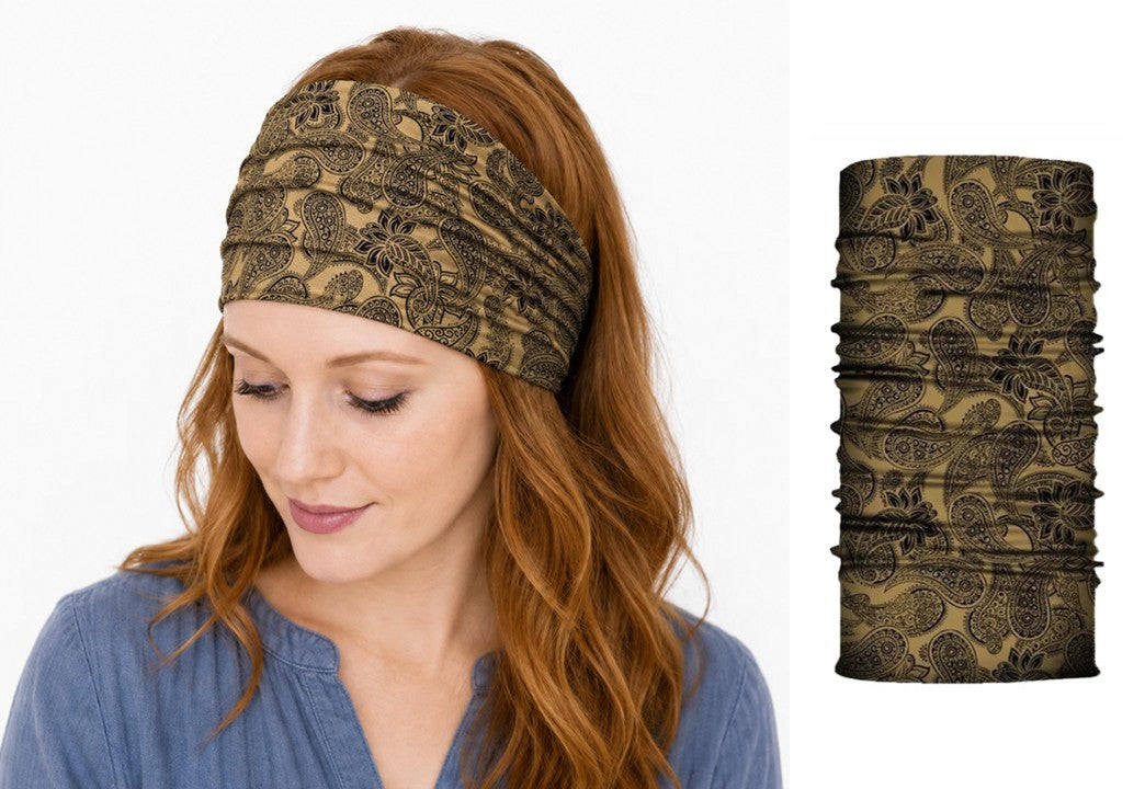 Multi-purpose seamless head wrap in paisley print