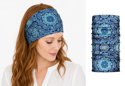 Multi-purpose seamless head wrap in paisley print