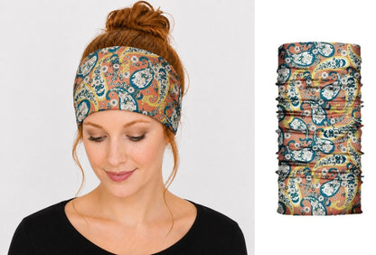 Multi-purpose seamless head wrap in paisley print