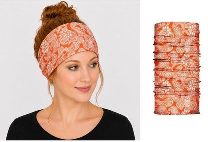 Multi-purpose seamless head wrap in paisley print