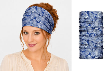 Multi-purpose seamless head wrap in paisley print