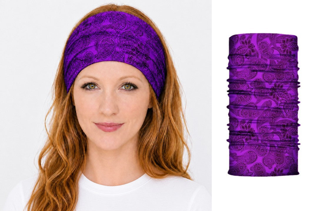 Multi-purpose seamless head wrap in paisley print