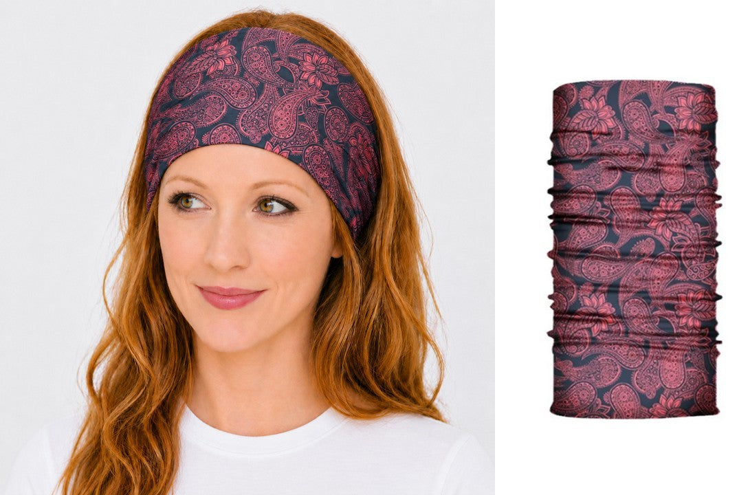 Multi-purpose seamless head wrap in paisley print