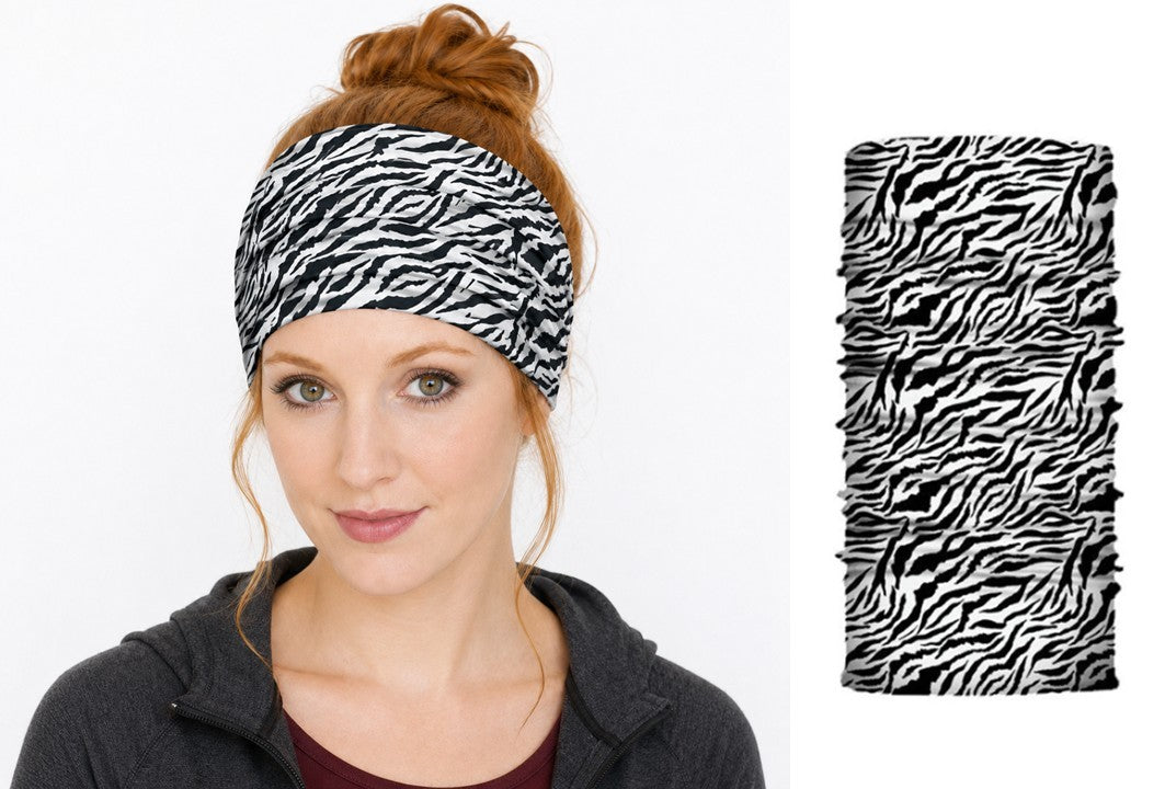 Multi-purpose seamless head wrap in multicolour print