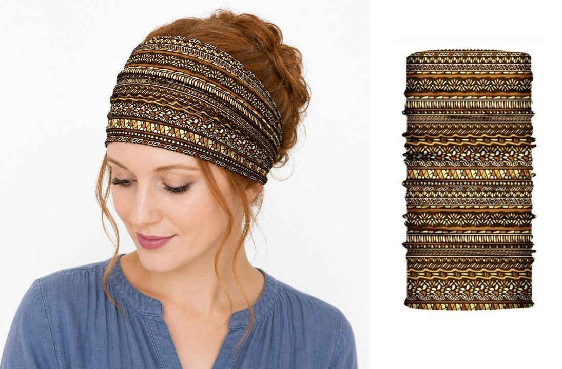 Multi-purpose seamless head wrap in multicolour print