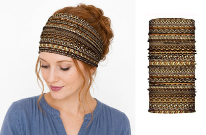 Multi-purpose seamless head wrap in multicolour print