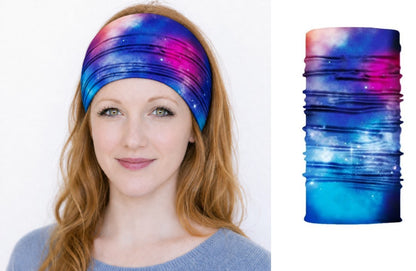Multi-purpose seamless head wrap in multicolour print