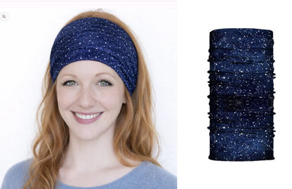 Multi-purpose seamless head wrap in multicolour print