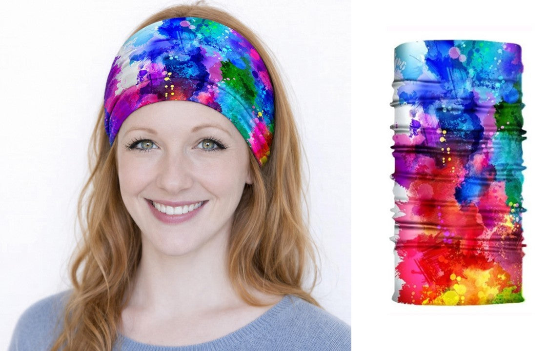 Multi-purpose seamless head wrap in multicolour print