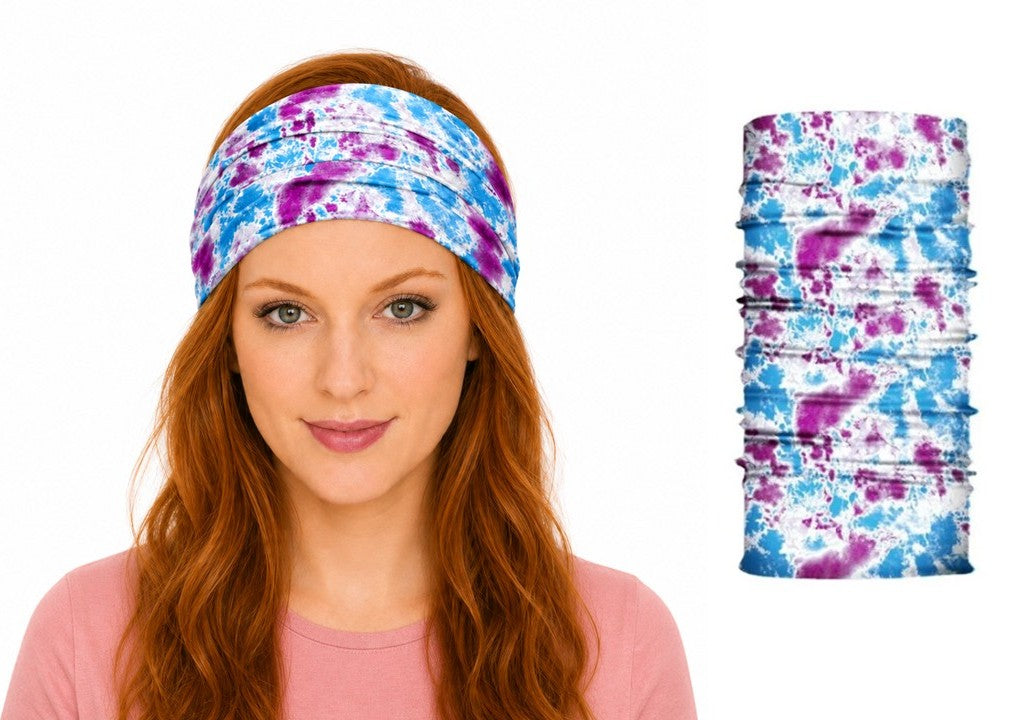 Multi-purpose seamless head wrap in multicolour print
