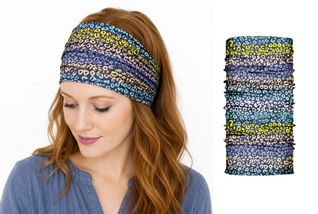 Multi-purpose seamless head wrap in multicolour print