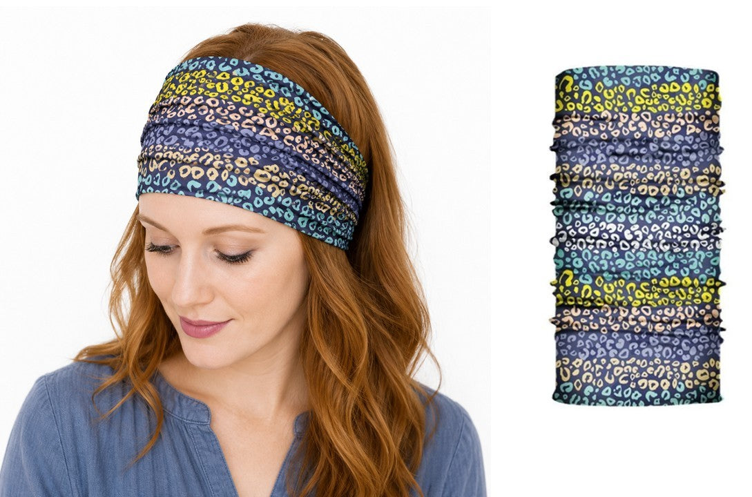 Multi-purpose seamless head wrap in multicolour print