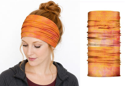 Multi-purpose seamless head wrap in multicolour print