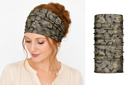 Multi-purpose seamless head wrap in paisley print
