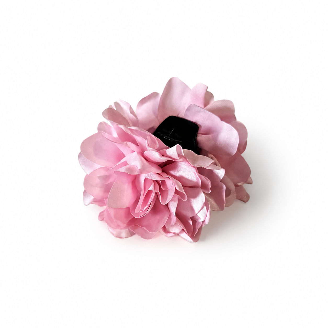Pink satin flower hair claw