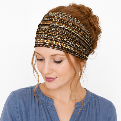 Multi-purpose seamless head wrap in multicolour print