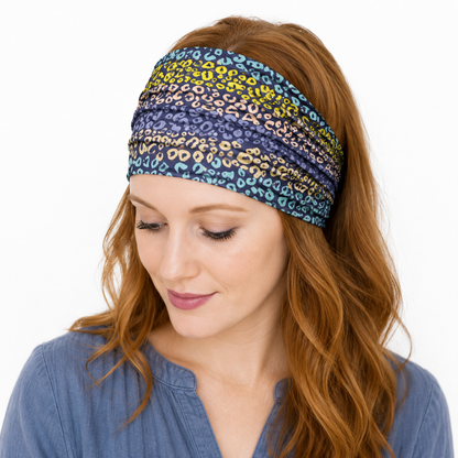 Multi-purpose seamless head wrap in multicolour print