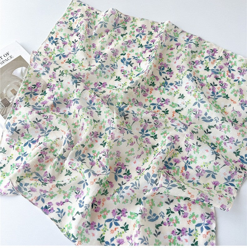 Country flowers print square scarf