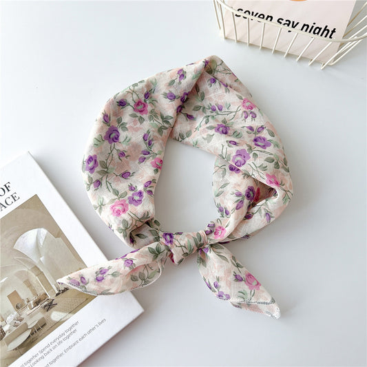 Country flowers print square scarf