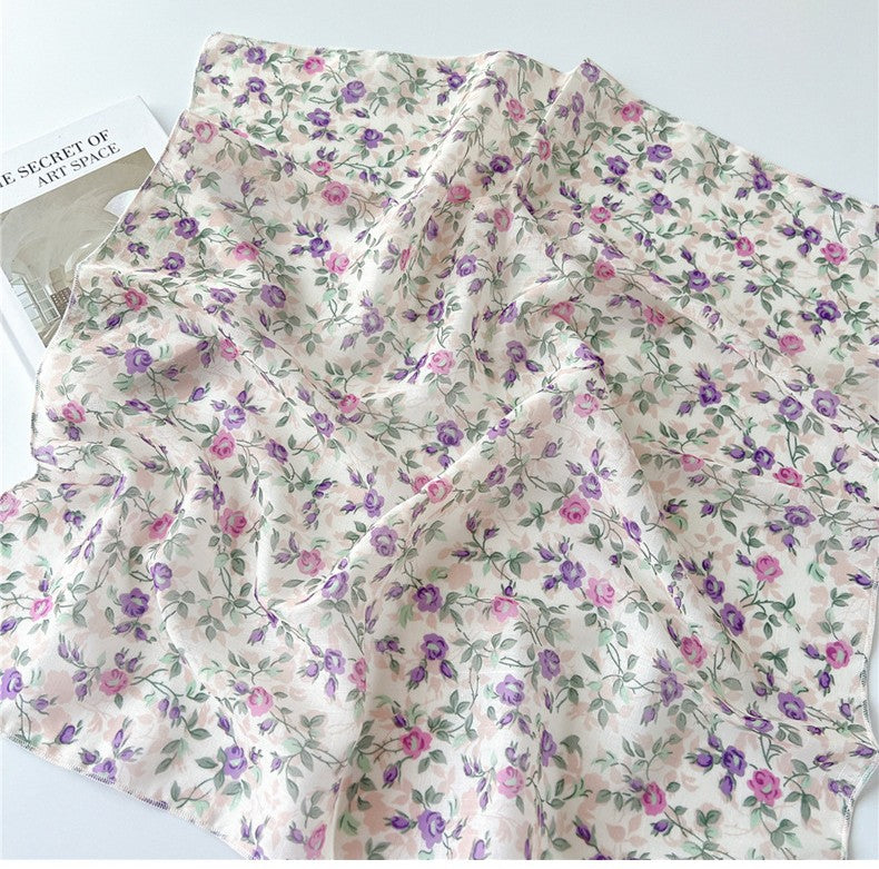 Country flowers print square scarf