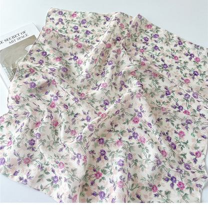 Country flowers print square scarf