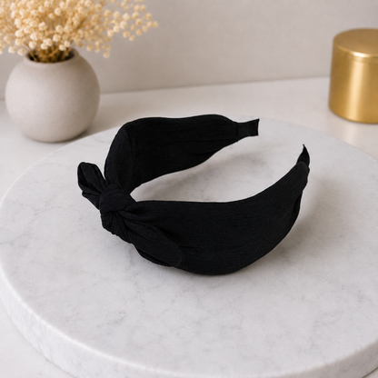 Plain headband with bow
